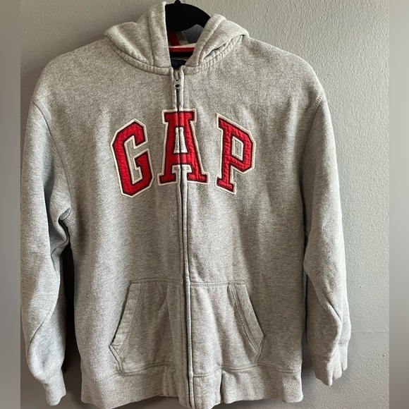 GapKids gray full zipper jacket with red lettering hoodie. Size XXL. - Picture 1 of 8